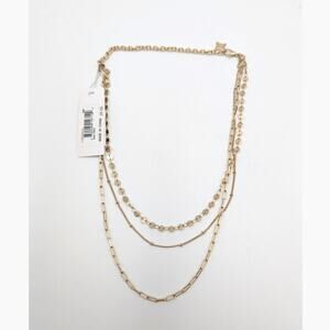 Panacea Gold Tone Triple Layer Chain Necklace Multi-Strand Fashion Jewelry